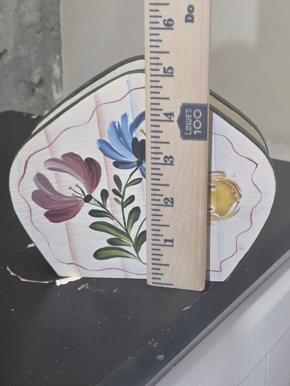 Hand-Painted Floral Wooden Napkin Holder